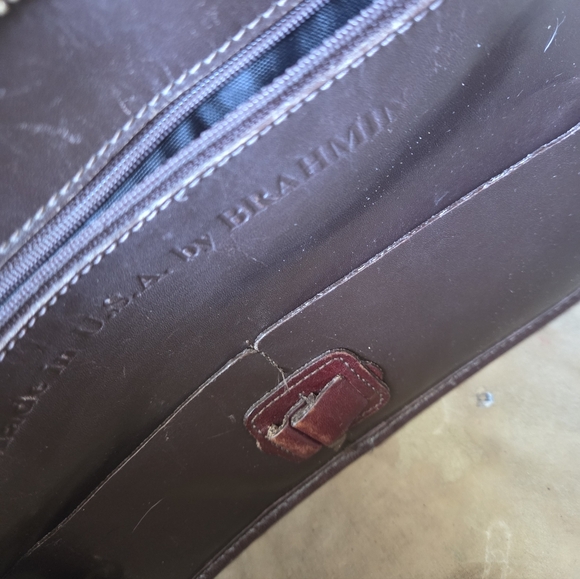 Brahmin leather satchel 13" by 8" Chocolate Brown VTG - Picture 6 of 11